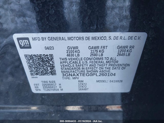 Chevrolet Equinox Awd 2fl 2023 3GNAXTEG0PL260104 Image 9
