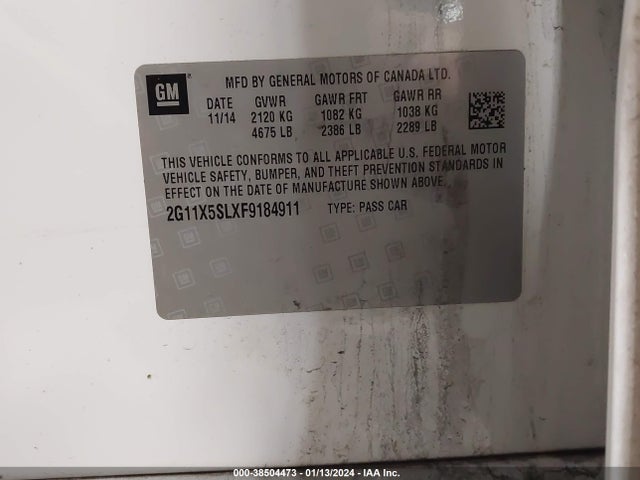 Chevrolet Impala 1fl 2015 2G11X5SLXF9184911 Image 9