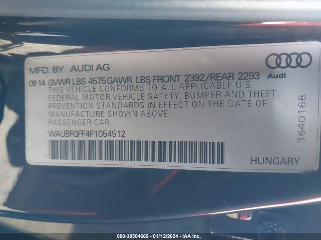 WAUBFGFF4F1054512 Audi A3 2.0t Premium