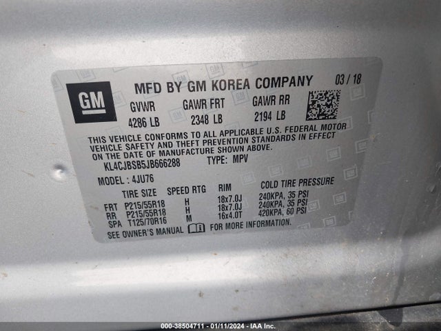 KL4CJBSB5JB666288 Buick Encore Preferred Ii