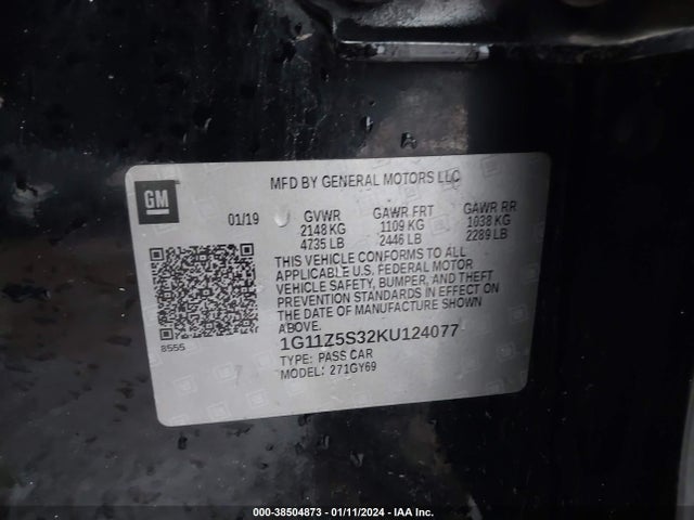 Chevrolet IMPALA LT 2019 1G11Z5S32KU124077 Image 9