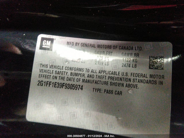 Chevrolet Camaro 2lt 2015 2G1FF1E39F9305974 Image 9