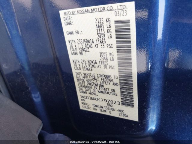 5N1BT3BBXPC797023 Nissan Rogue Sv Intelligent Awd