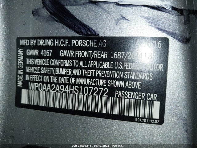 2017 PORSCHE 911 WP0AA2A94HS107272 Photo 8
