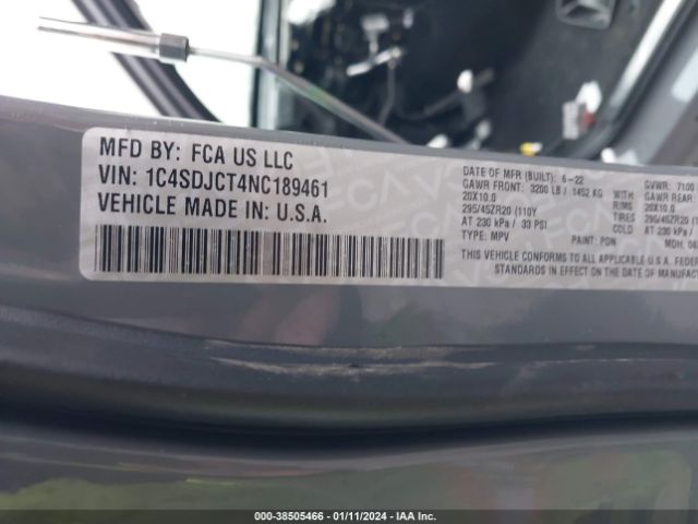 1C4SDJCT4NC189461 Dodge Durango R/t Plus Awd