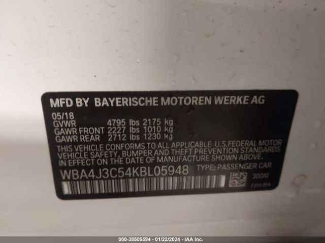 WBA4J3C54KBL05948 BMW 430i Gran Coupe Xdrive