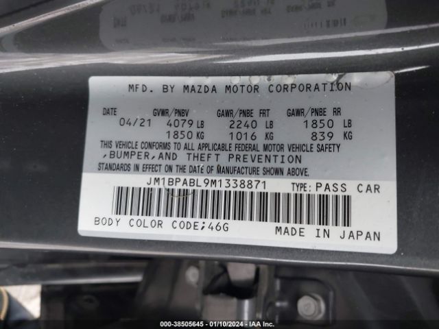 2021 MAZDA MAZDA3 JM1BPABL9M1338871 Photo 8