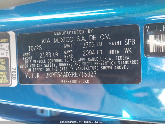 KIA Forte Gt-line 2024 3KPF54ADXRE715327 Image 9