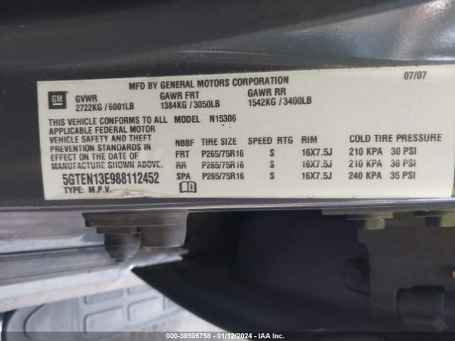 2008 HUMMER H3 SUV 5GTEN13E988112452 Photo 8