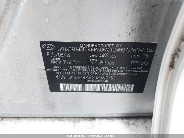 2018 HYUNDAI SONATA LIMITED VIN: 5NPE34AFXJH690755