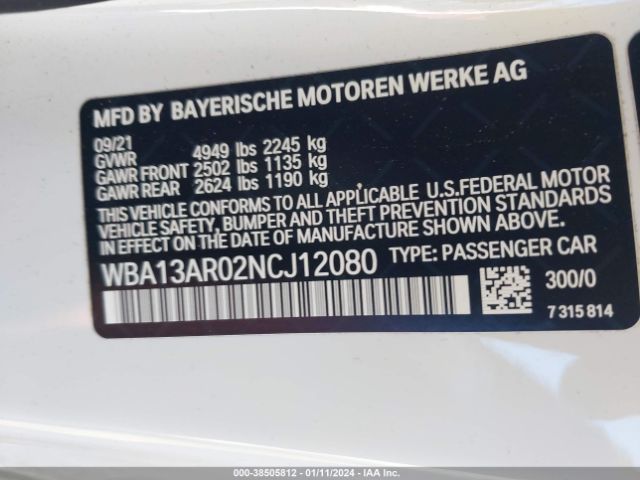 2022 BMW M440I WBA13AR02NCJ12080 Photo 8