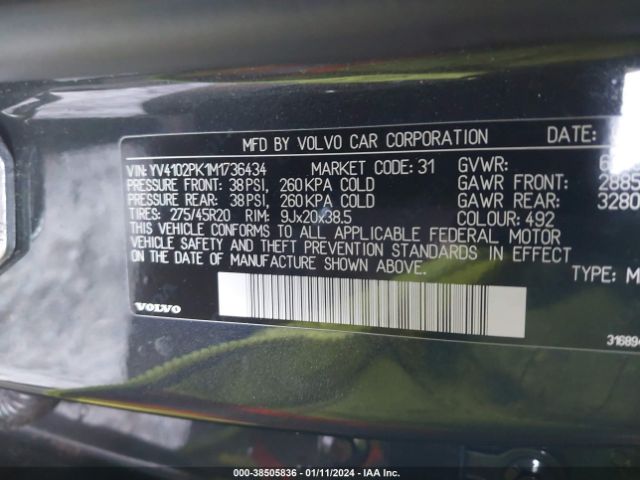 2021 VOLVO XC90 YV4102PK1M1736434 Photo 8