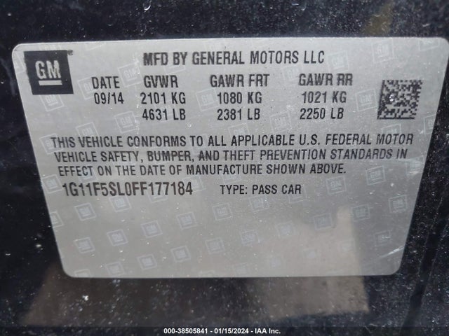 Chevrolet Malibu 1lz 2015 1G11F5SL0FF177184 Image 9