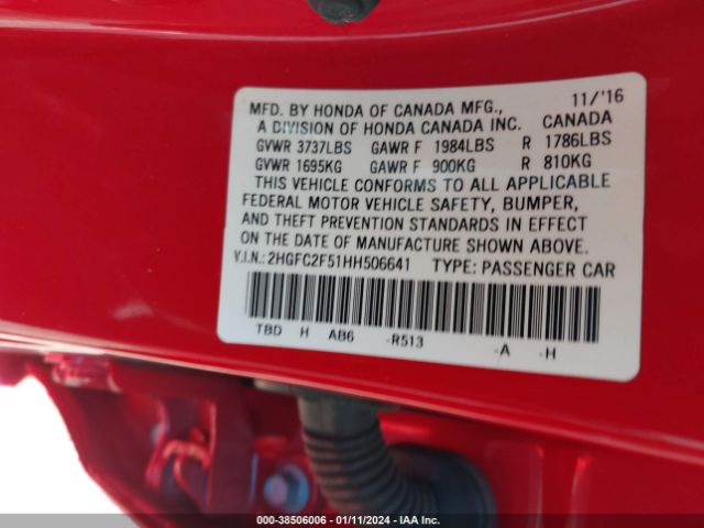 2HGFC2F51HH506641 Honda Civic Lx