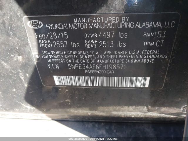 5NPE34AF6FH198571 Hyundai Sonata Limited