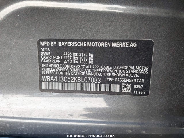 BMW 430i Gran Coupe Xdrive 2019 WBA4J3C52KBL07083 Image 9
