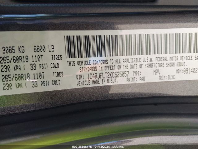 2019 JEEP GRAND CHEROKEE 1C4RJFLT2KC525057 Photo 8