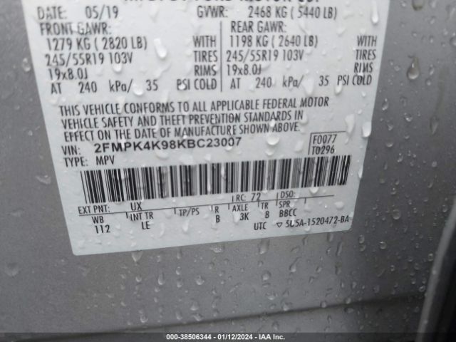 2FMPK4K98KBC23007 Ford Edge Titanium