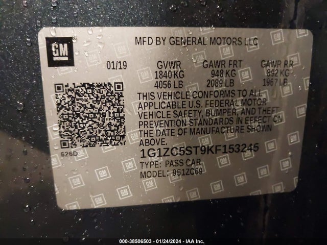 Chevrolet Malibu 1fl 2019 1G1ZC5ST9KF153245 Image 9