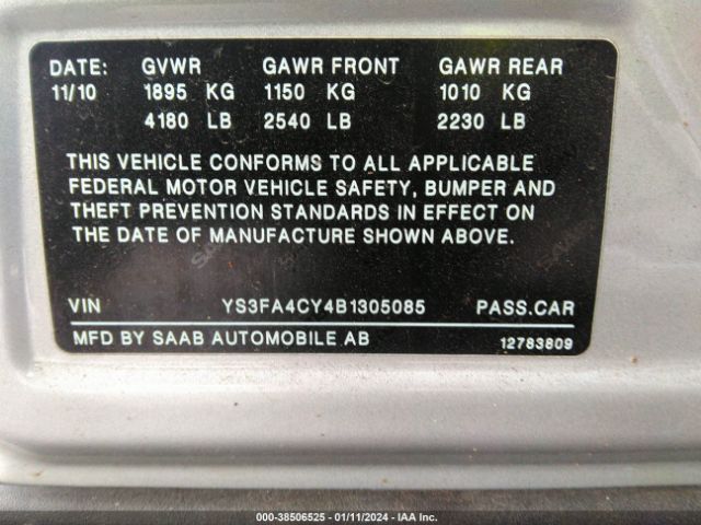 2011 SAAB 9-3 YS3FA4CY4B1305085 Photo 8