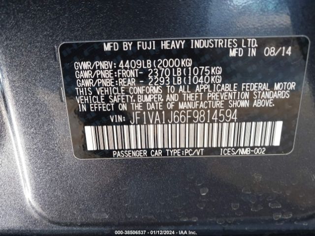 JF1VA1J66F9814594 Subaru Wrx Limited