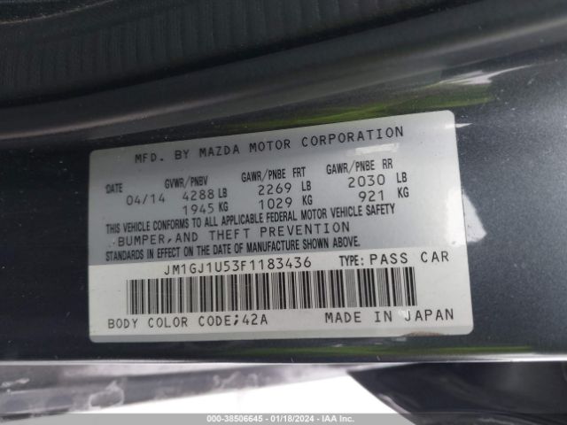 JM1GJ1U53F1183436 Mazda Mazda6 I Sport