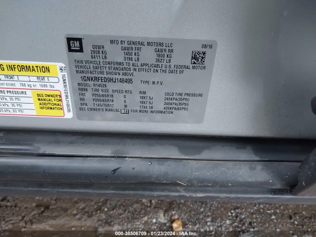 Chevrolet Traverse Ls 2017 1GNKRFED9HJ148495 Image 9