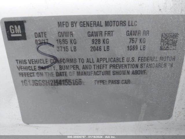 Chevrolet Sonic Lt Auto 2017 1G1JG6SH2H4155166 Image 9