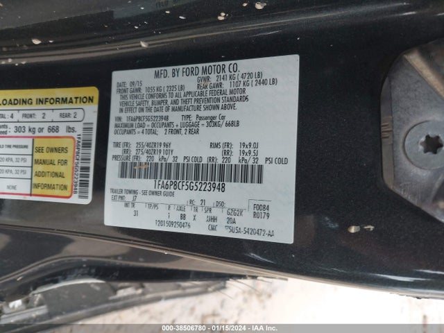 Ford MUSTANG GT 2016 1FA6P8CF5G5223948 Image 9