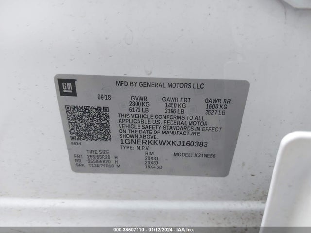 Chevrolet Traverse Premier 2019 1GNERKKWXKJ160383 Image 9