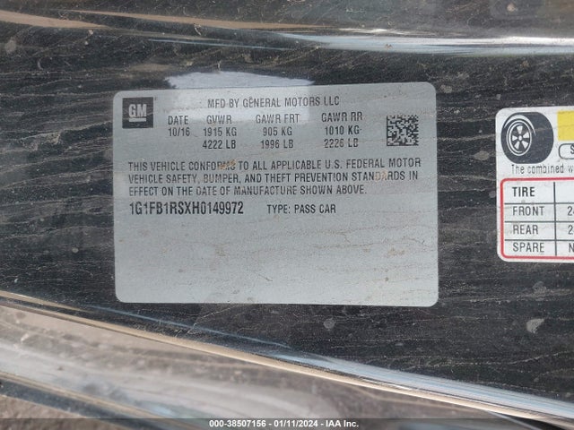 Chevrolet Camaro 1lt 2017 1G1FB1RSXH0149972 Image 9