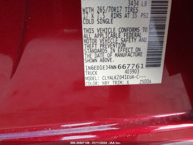 Nissan Frontier Pro-x 4x2 2022 1N6ED1EJ4NN667761 Image 9