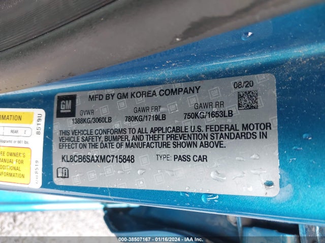 Chevrolet Spark Fwd Ls Automatic 2021 KL8CB6SAXMC715848 Image 9