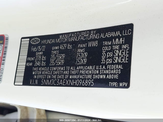 Hyundai TUCSON SEL 2022 5NMJC3AEXNH096895 Image 9