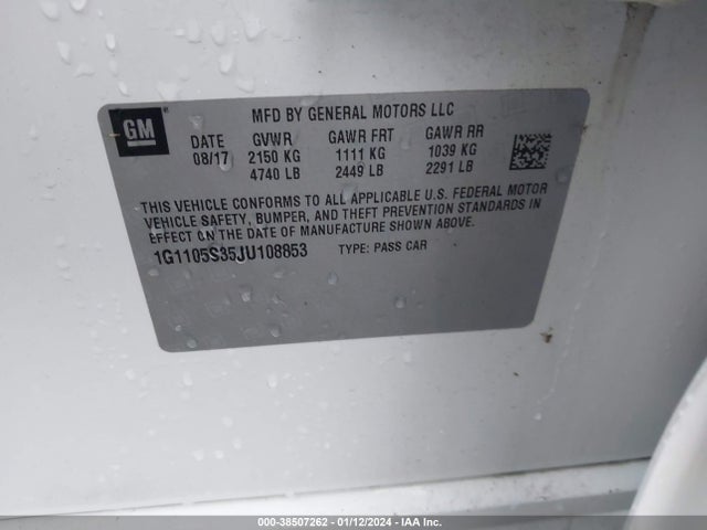 Chevrolet IMPALA 1LT 2018 1G1105S35JU108853 Image 9