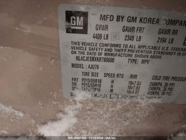 KL4CJESBXKB780600 Buick Encore Awd Preferred