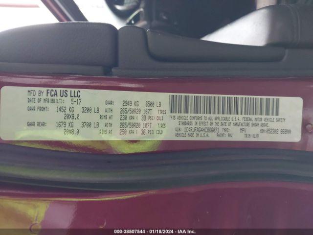 2017 JEEP GRAND CHEROKEE 1C4RJFAG4HC866071 Photo 8