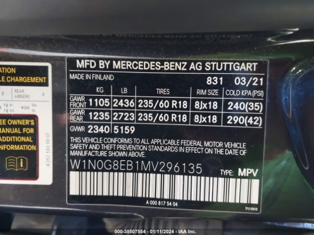 W1N0G8EB1MV296135 Mercedes-Benz Glc 300 4matic Suv