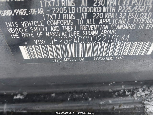 2013 SUBARU XV CROSSTREK 2.0I PREMIUM VIN: JF2GPACC0D2216044