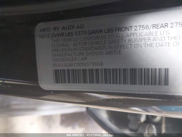 2013 AUDI A6 3.0T PREMIUM VIN: WAUJGAFC0DN073558