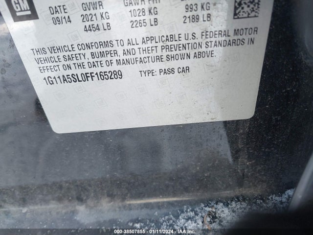 Chevrolet Malibu 1fl 2015 1G11A5SL0FF165289 Image 9