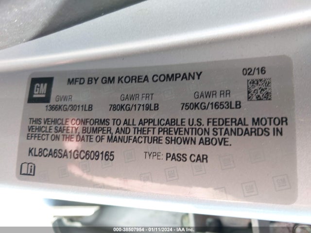 Chevrolet Spark Ls Manual 2016 KL8CA6SA1GC609165 Image 9