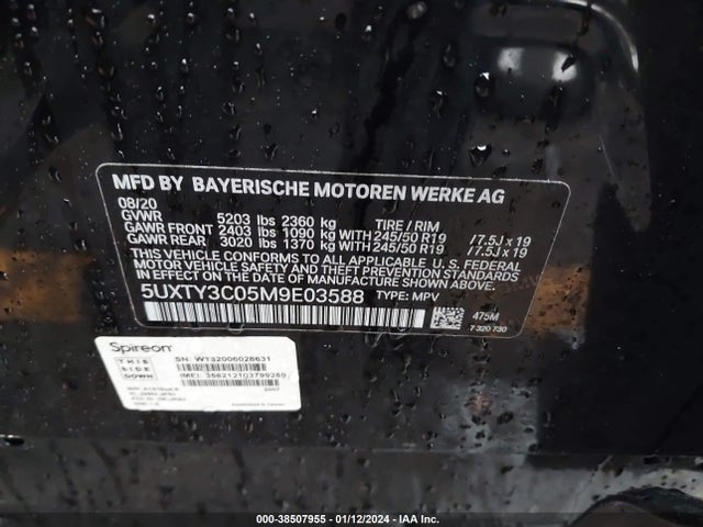 BMW X3 Sdrive30i 2021 5UXTY3C05M9E03588 Image 9