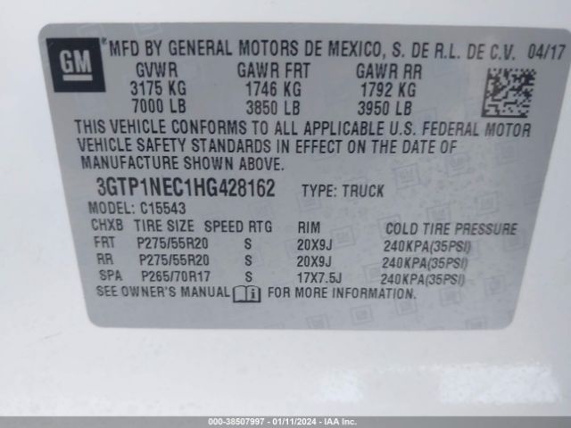 3GTP1NEC1HG428162 GMC Sierra 1500 Slt