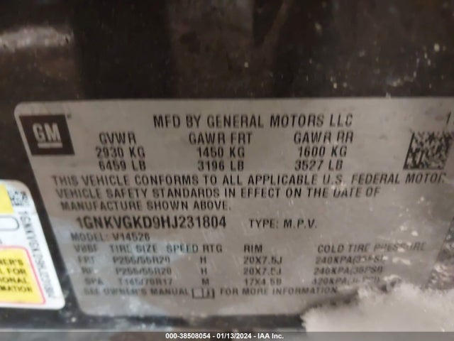 Chevrolet Traverse 1lt 2017 1GNKVGKD9HJ231804 Image 9
