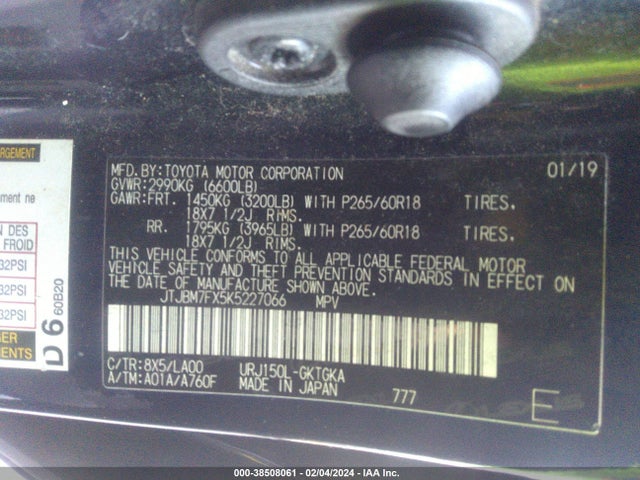 JTJBM7FX5K5227066 Lexus 460 Premium