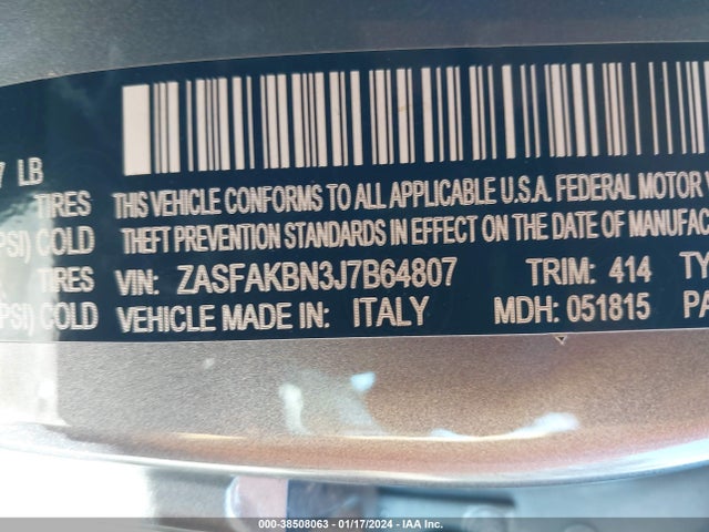 ZASFAKBN3J7B64807 Alfa Romeo Stelvio Ti Awd