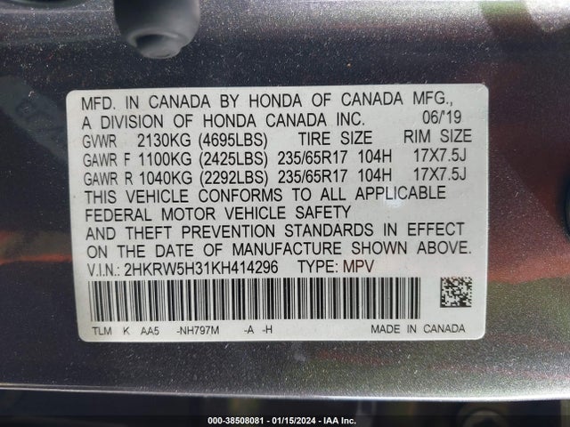 Honda CR-V LX 2019 2HKRW5H31KH414296 Image 9