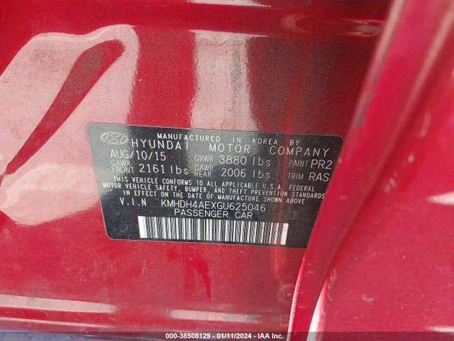 Hyundai ELANTRA SE 2016 KMHDH4AEXGU625046 Image 9
