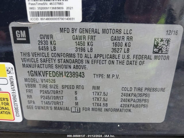 Chevrolet Traverse Ls 2017 1GNKVFED6HJ238943 Image 9